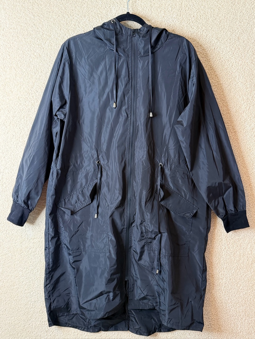Zeagoo Black Long Hooded Lightweight Windbreaker Rain Jacket XL
